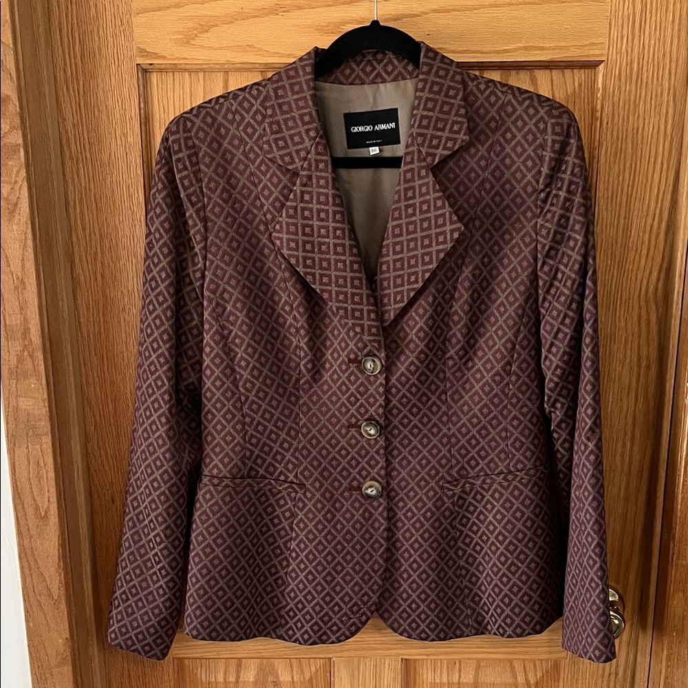 Giorgio Armani Women's Patterned Brown Blazer